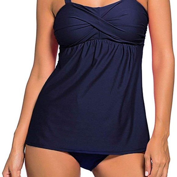 Women's 2pcs Swing Tankini Top Swimsuit Swimdress - Picture 3 of 7